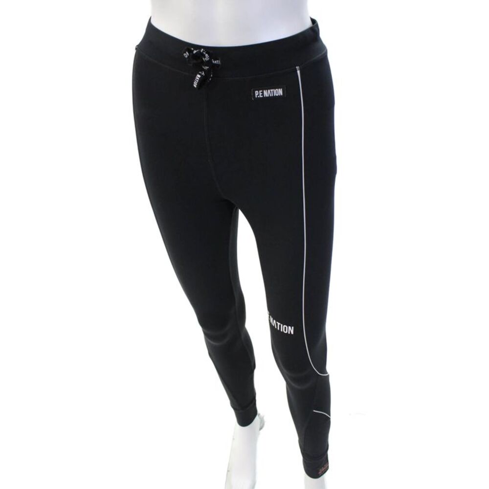 PE Nation PE Nation Womens Single Stripe Print Ankle Leggings Black Size M